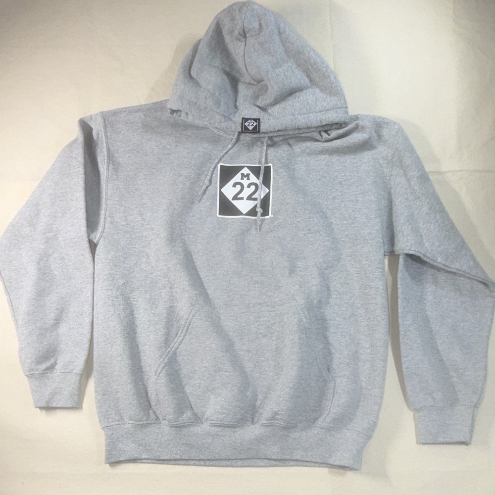 Michigan 22 Grey Hooded Sweatshirt Size Medium Unisex Pullover Hoodie‎